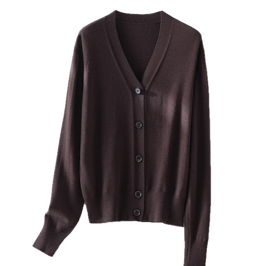 Damen Feiner V-Ausschnitt Cardigan mit Knopfleiste und geripptem Saum Shop Nory