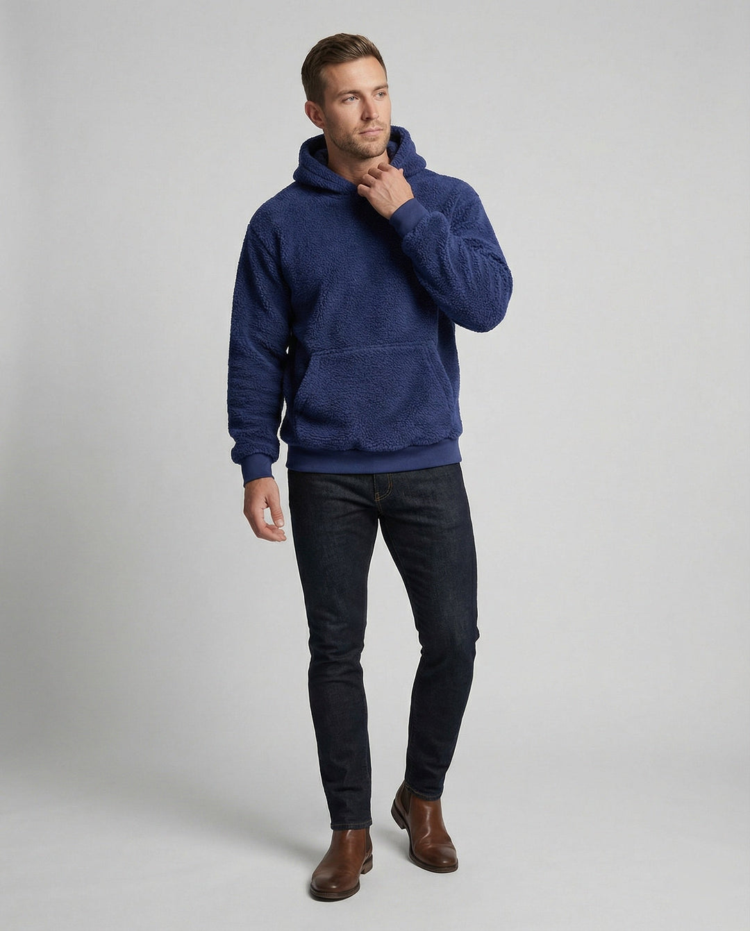 Teddy Pullover Herren weich mit praktischen Taschen