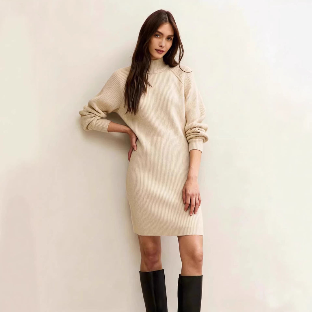 Damen Strickkleid in taillierter Silhouette mit Stehkragen und Raglanärmeln Shop Nory