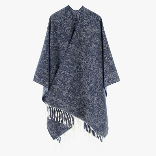 Damen Poncho aus Wollmisch-Strick mit Fransen und weitem Oversize-Schnitt Shop Nory