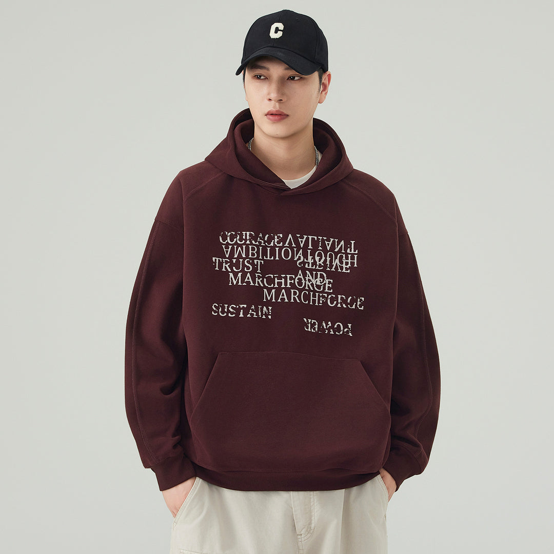 Herren Oversize Kapuzenpullover mit Statement-Print und Kängurutasche Shop Nory