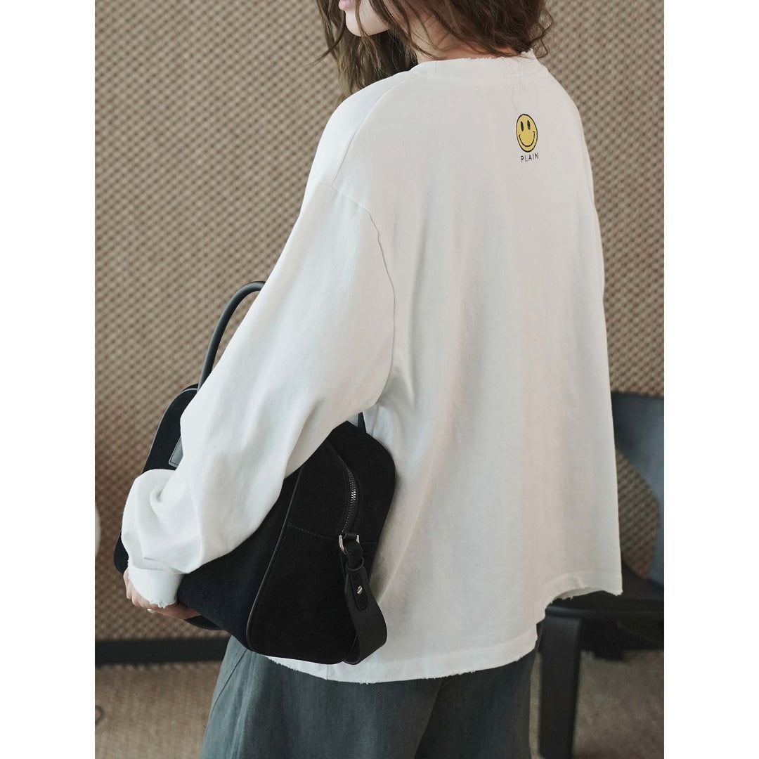 Damen Boxy‑Sweatshirt mit rohem Kantenbesatz und überschnittener Schulter Shop Nory