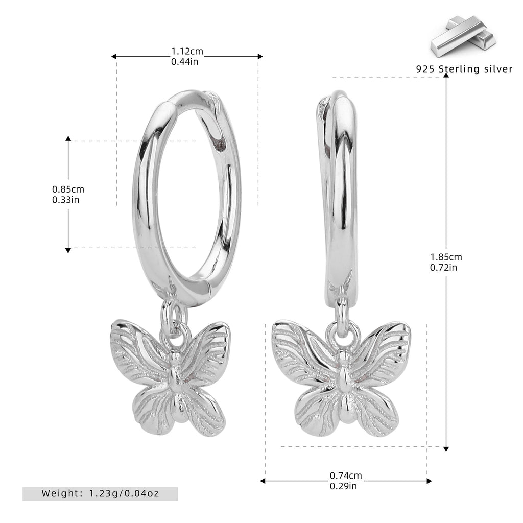 Damen Creolen Ohrhänger mit Schmetterlingsanhänger Shop Nory