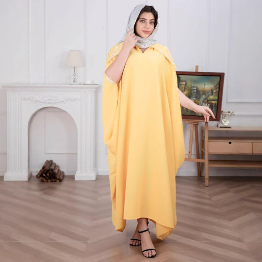 Damen Elegante locker fallende Kaftan-Maxikleid mit Schlitzärmeln und Kragen Shop Nory