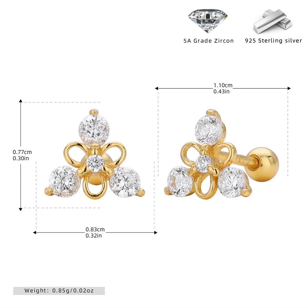 Damen Ohrstecker im blühenden Blumenmotif aus hochwertigem 925 Sterling Silber Shop Nory