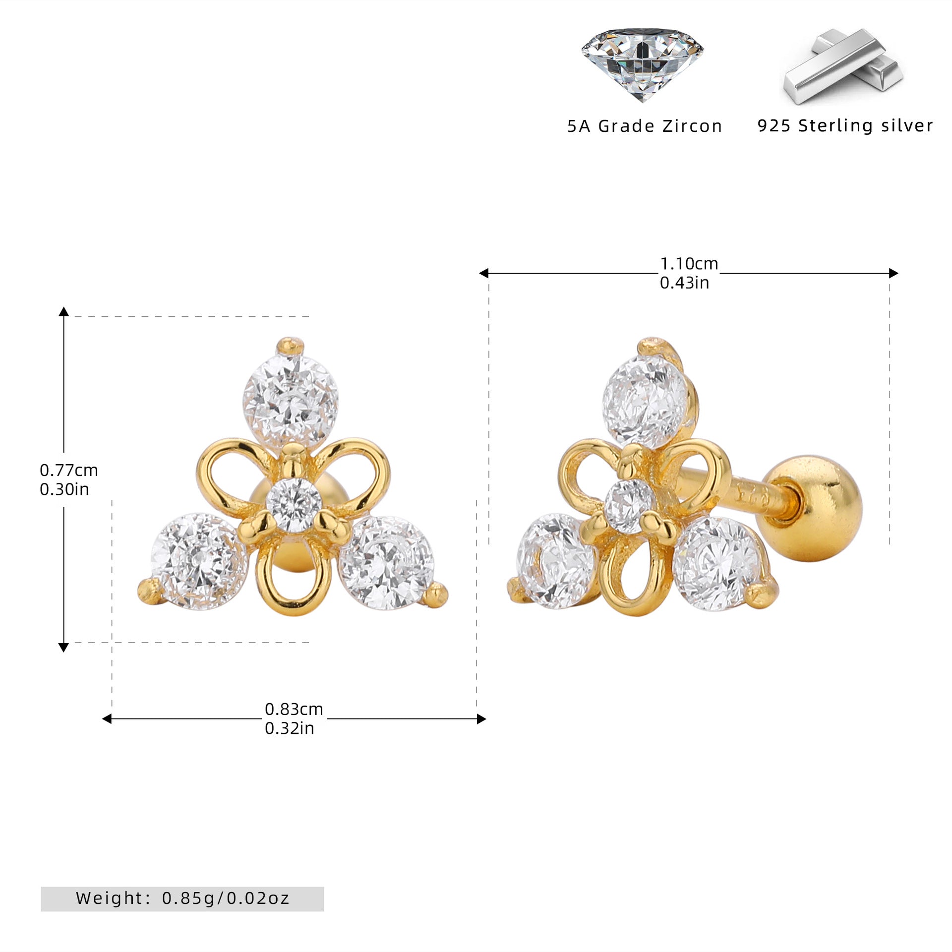 Damen Ohrstecker im blühenden Blumenmotif aus hochwertigem 925 Sterling Silber Shop Nory