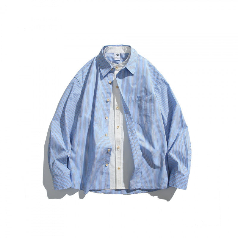 Herren Oversize-Hemd mit feinen Streifen und Kontrastknopfleiste Shop Nory
