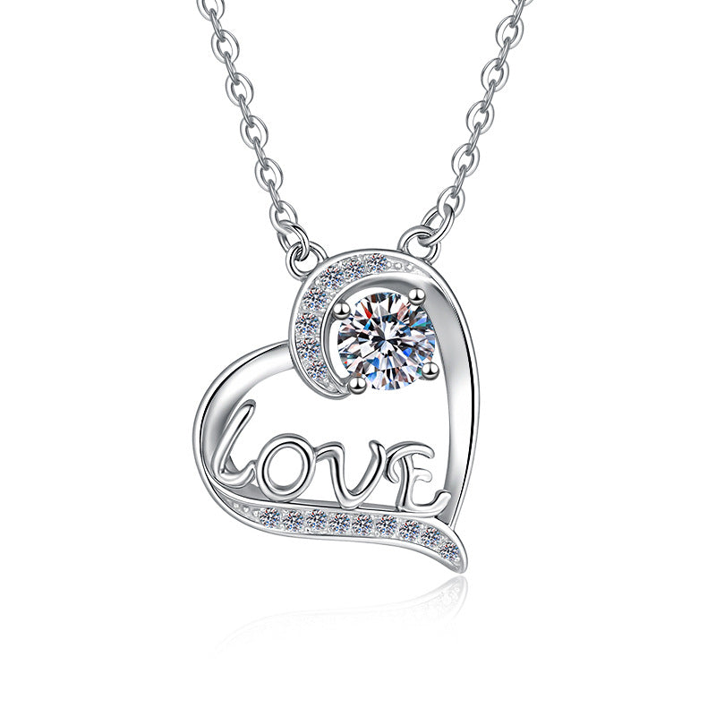 Damen Halskette mit Herzanhänger und funkelndem Kristallschmuck Shop Nory