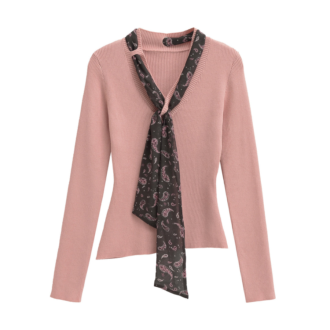Damen Feinstrickpullover mit eingefädeltem Paisley-Schal Shop Nory