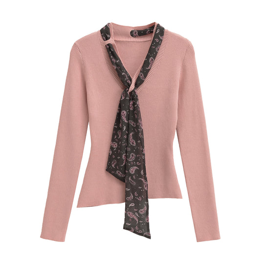 Damen Feinstrickpullover mit eingefädeltem Paisley-Schal Shop Nory