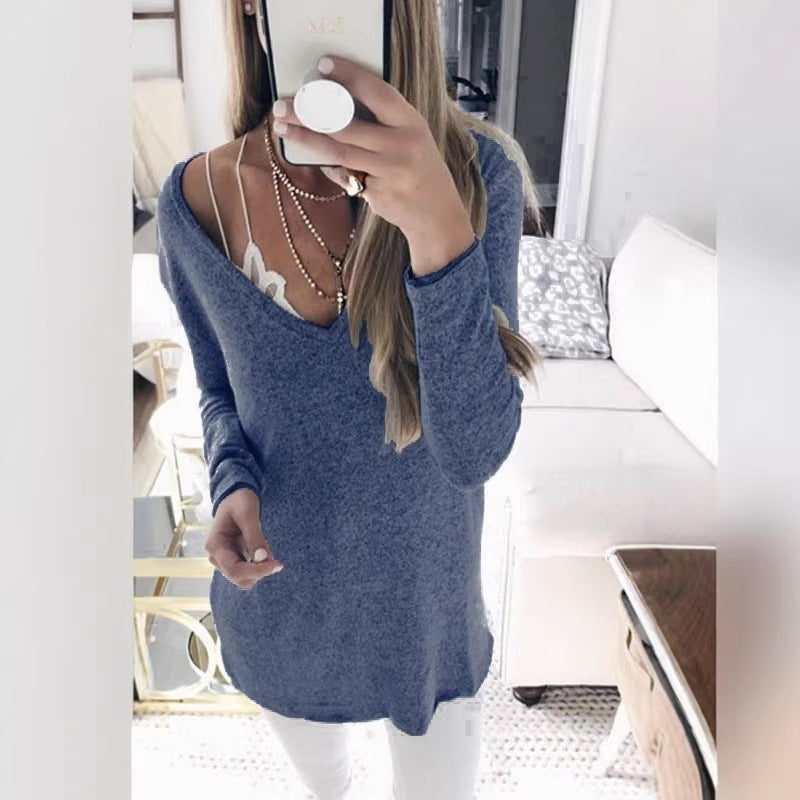 Damen feinstrick Tunika mit tiefem V-Ausschnitt und lässigem Oversized-Schnitt Shop Nory