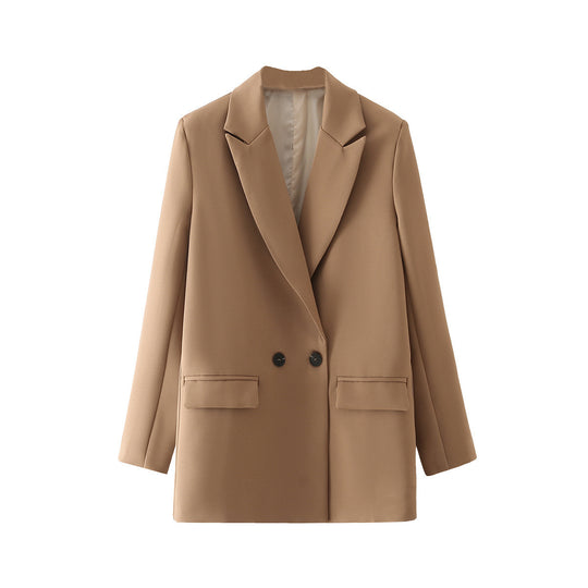 Damen Oversize Doppelreihiger Blazer mit fallendem Revers und weicher Innenfütterung Shop Nory