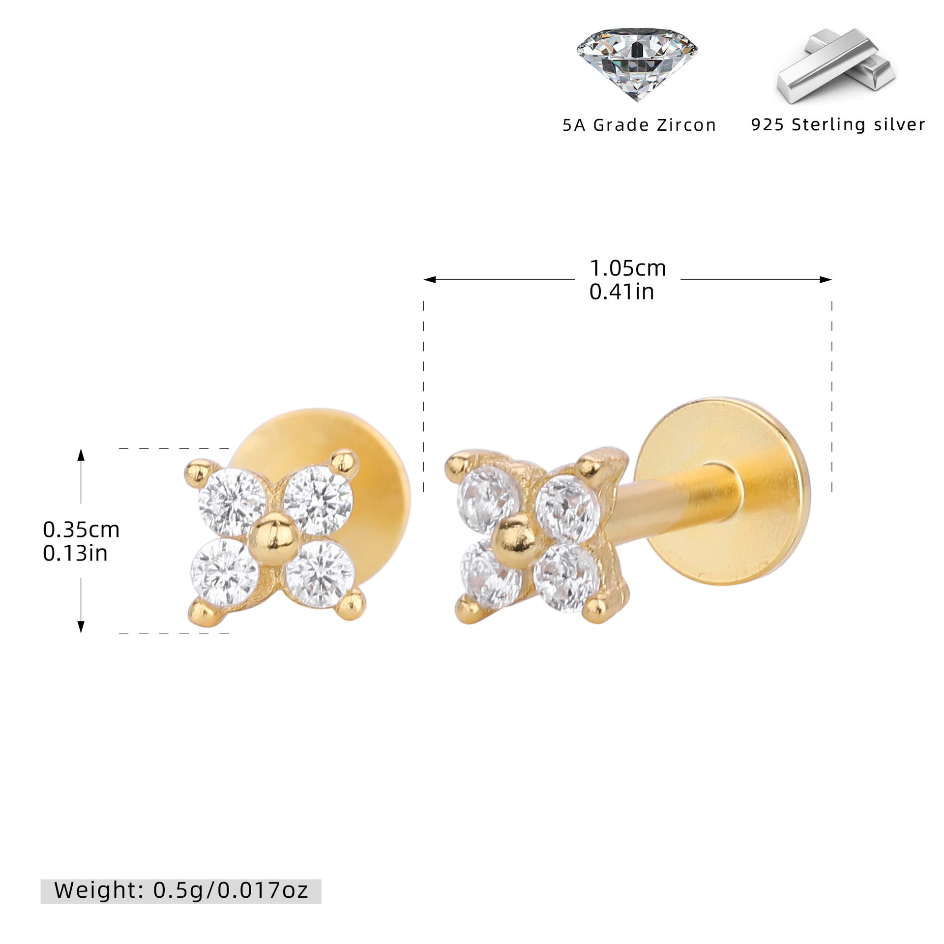 Damen Ohrstecker mit funkelnden Zirkonia-Elementen aus 925 Sterling Silber Shop Nory