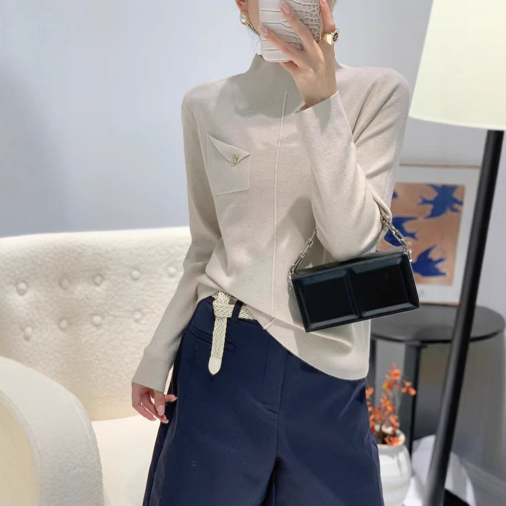 Damen Eleganter Pullover mit Stehkragen Shop Nory