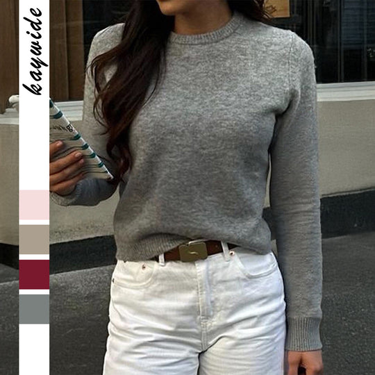 Damen nan kurz geschnittener Feinstrickpullover mit weitem U-Boot-Ausschnitt und gerippten Bündchen Shop Nory