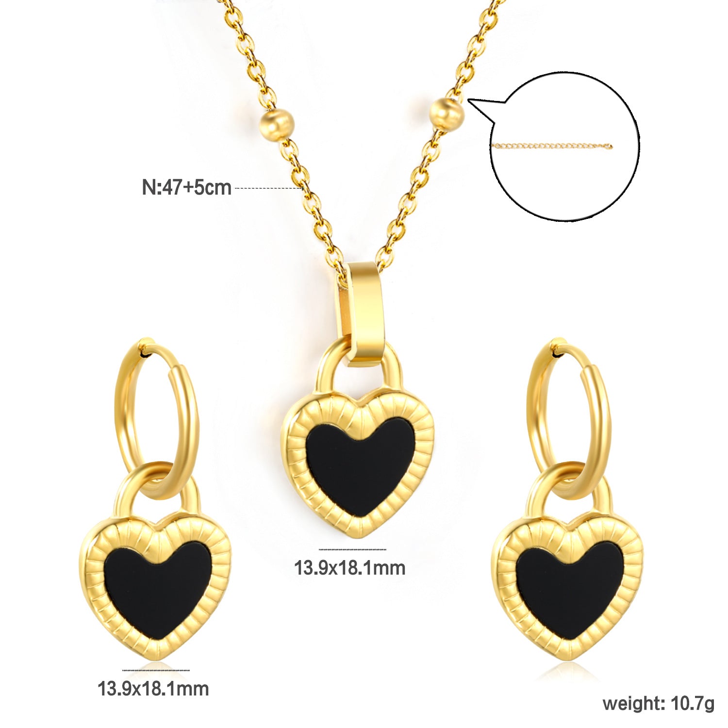 Damen Schmuckset mit Herzanhängern und funkelnden Ohrsteckern Shop Nory