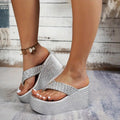 Damen Wedge-Sandaletten mit glitzerndem Obermaterial und bequemem Fußbett Shopnory