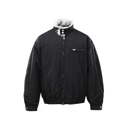 Herren Wattierte Bomberjacke mit hohem Teddykragen, verdecktem Reißverschluss und elastischem Saum Shop Nory