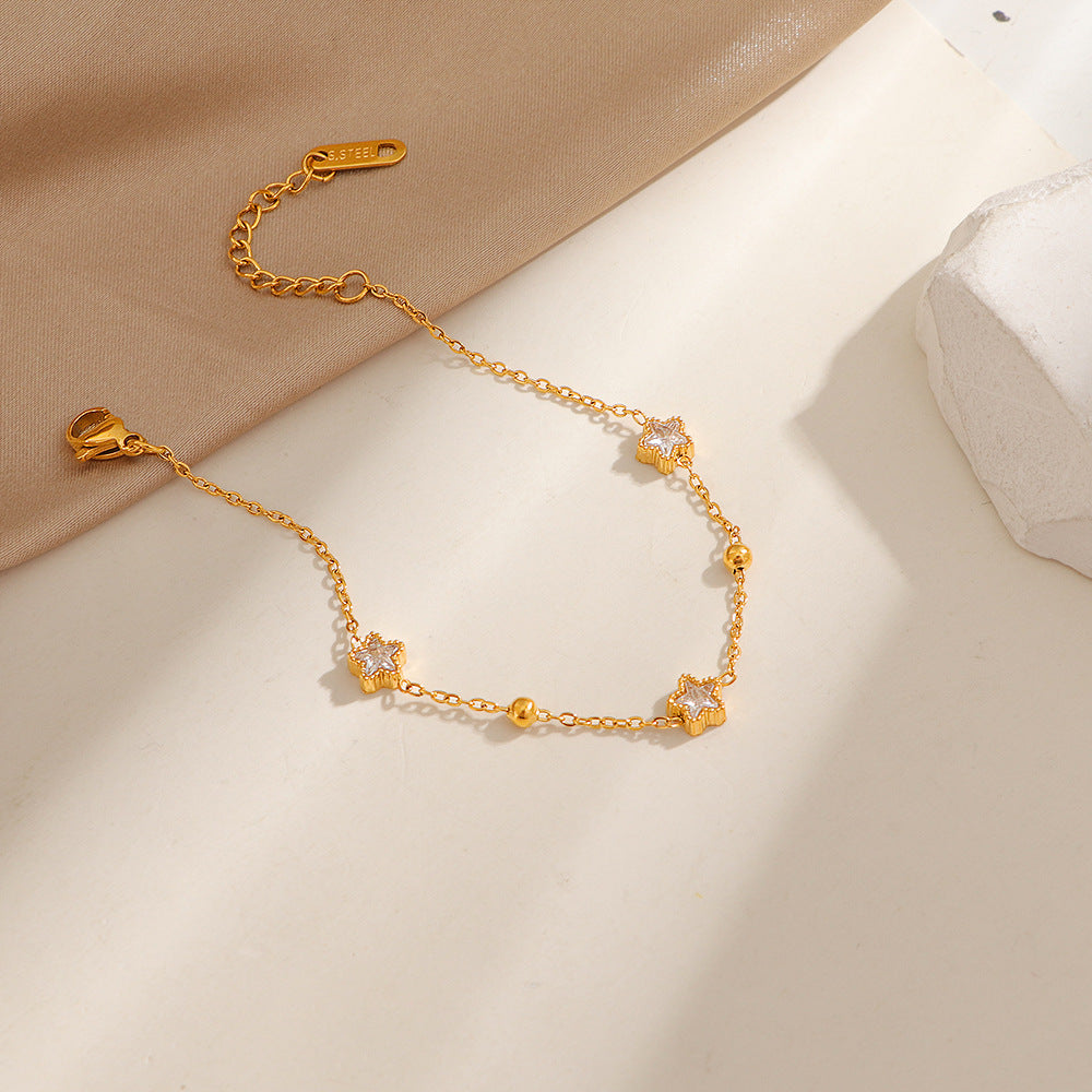 Damen Kristall-Akzent Gold Stern Kette Fußkettchen Shop Nory