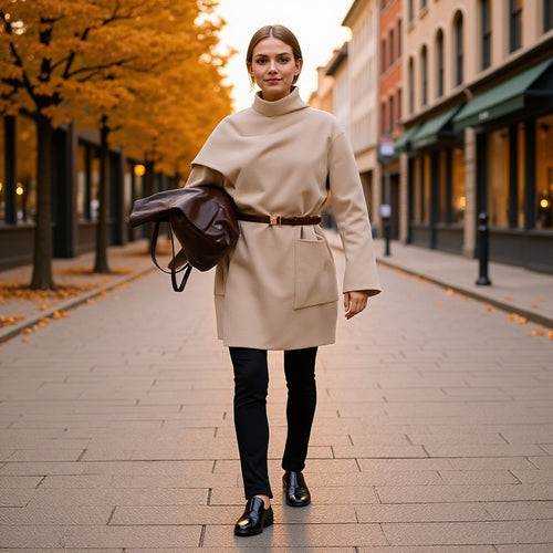 Damen Oversize-Mantel mit Stehkragen, asymmetrischem Überwurf und aufgesetzter Tasche Shop Nory