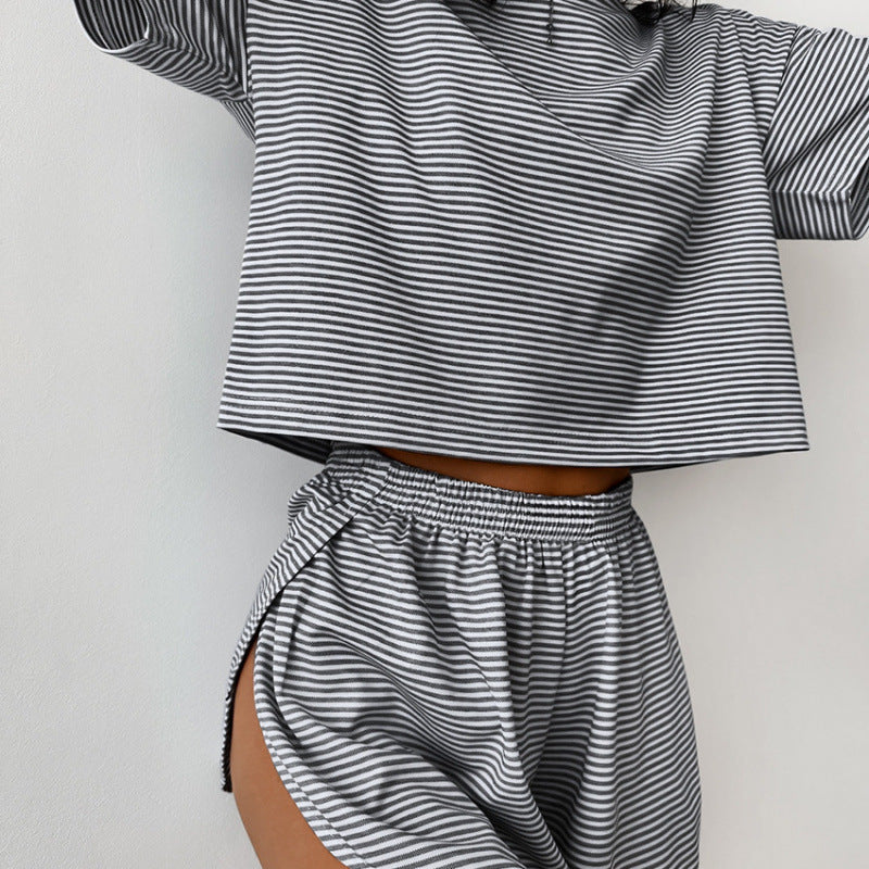 Damen stylisches Freizeit-Set mit lockerem Kurzarm-Top und Shorts
