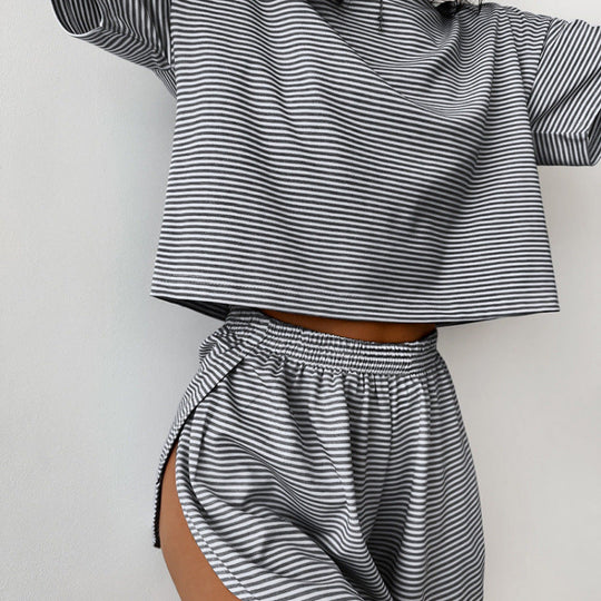 Damen stylisches Freizeit-Set mit lockerem Kurzarm-Top und Shorts