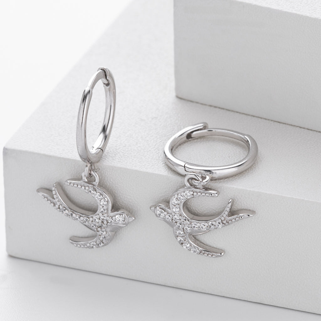 Damen Ohrhänger mit elegantem Schwalbenmotiv aus 925 Sterling Silber Shop Nory