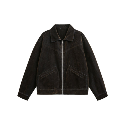 Unisex Boxy-Blousonjacke aus Velours-Suede-Optik mit durchgehendem Reißverschluss und Pattentaschen Shop Nory