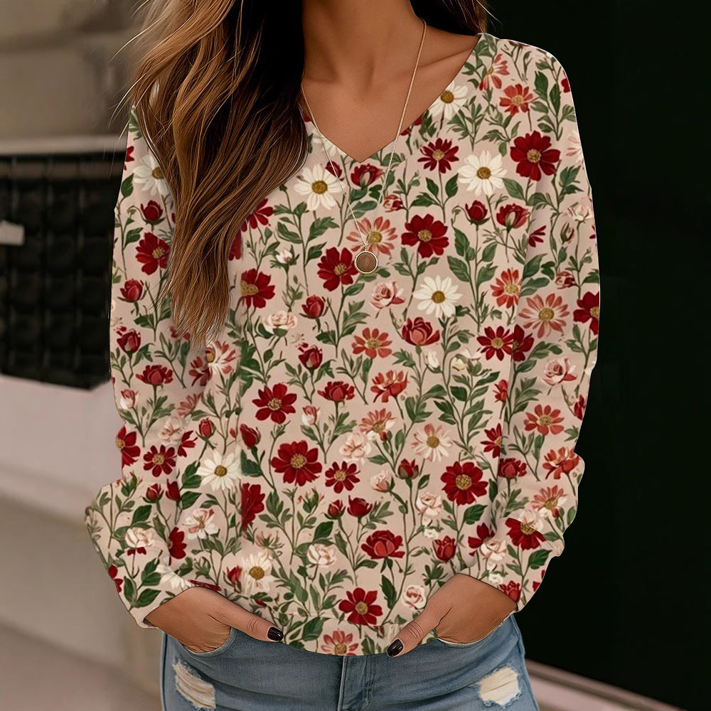 Damen Boho-Mandala V-Ausschnitt Oversize Sweatshirt mit weichem Sweatstoff Shop Nory