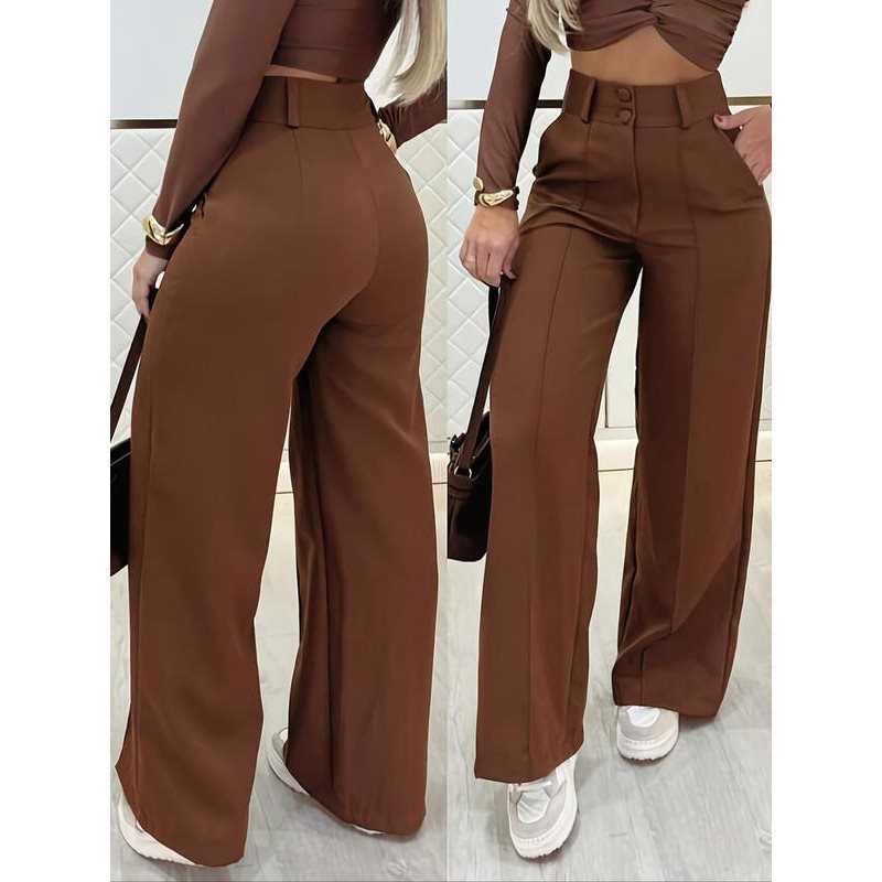 Damen Hochtaillierte weite Palazzo-Hose mit Bügelfalte Shop Nory