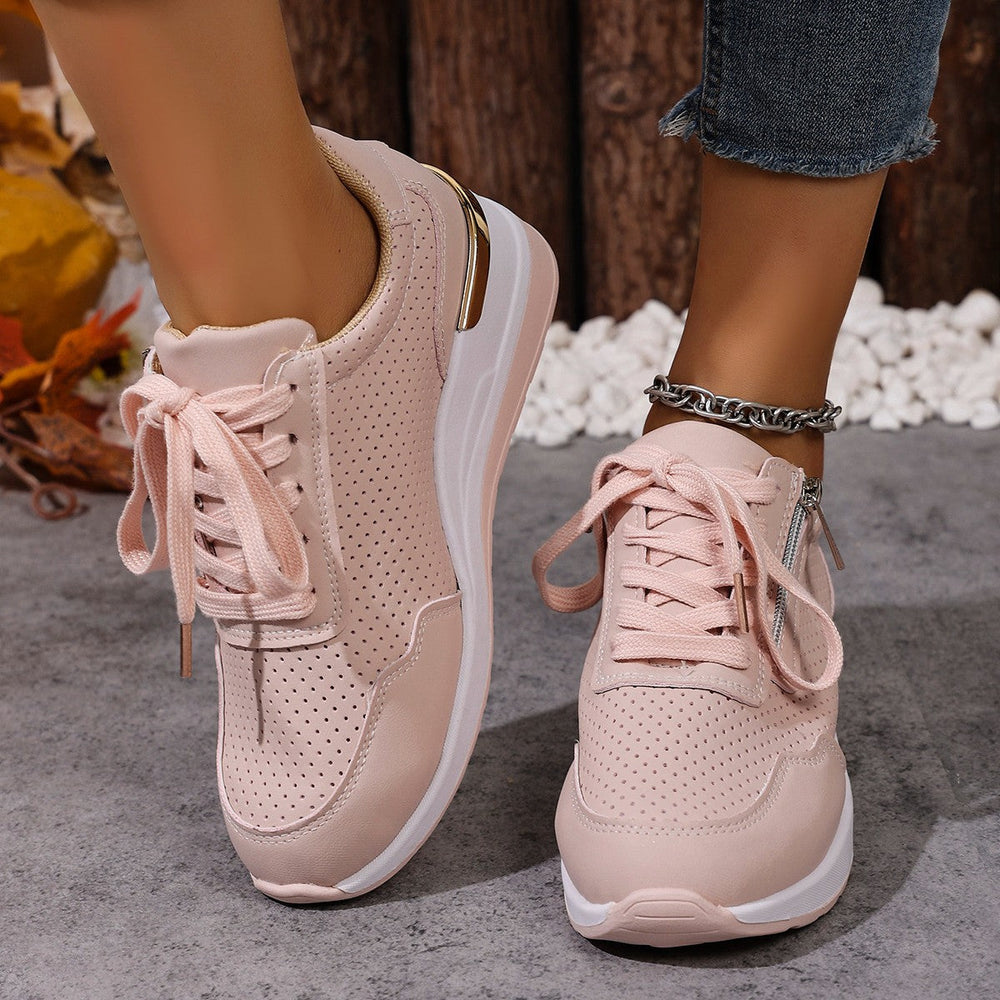 Damen Sneaker mit atmungsaktivem Obermaterial und seitlichem Reißverschluss