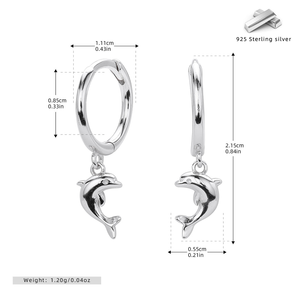 Damen Ohrhänger mit niedlichem Delfin-Anhänger aus hochwertigem 925 Sterling Silber Shop Nory