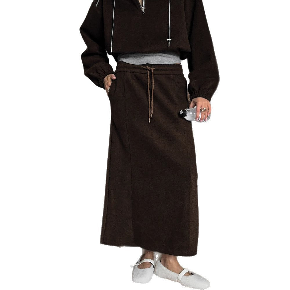 Damen Maxirock aus Sweat mit Tunnelzug und Eingrifftaschen Shop Nory