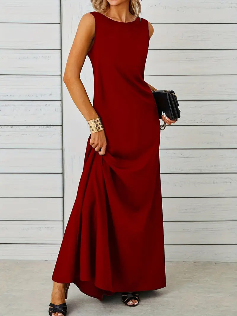 Damen elegantes Maxikleid mit schwingendem Saum und klassischem Schnitt