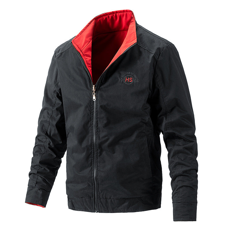 Herren Leichte wasserabweisende Zip-Jacke mit Stehkragen und kontrastiertem Futter Shop Nory