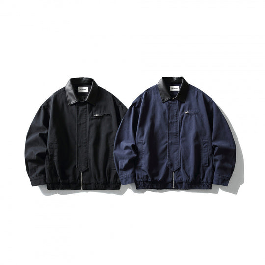 Herren Boxy-Workerjacke mit Kunstleder-Kragen, durchgehendem Reißverschluss und elastischem Saum Shop Nory
