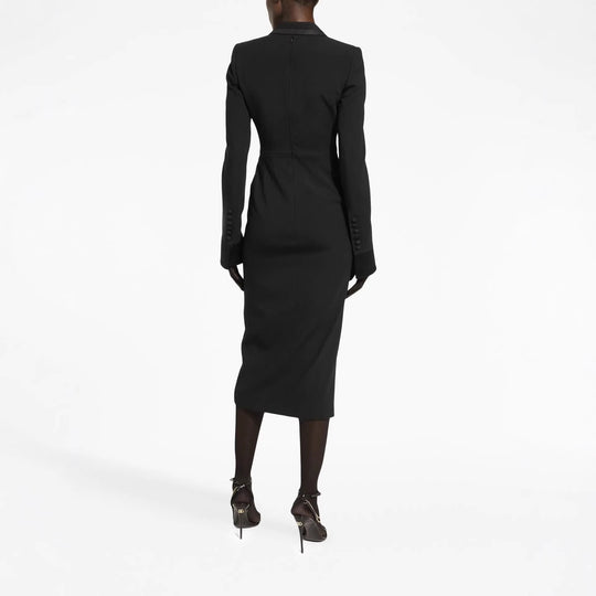 Damen Tailliertes Blazerkleid im Longcut mit Satinrevers und Frontschlitz Shop Nory