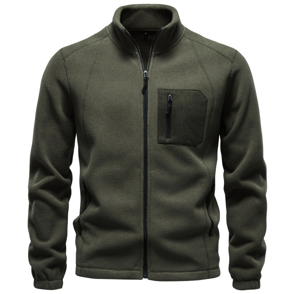 Herren Outdoor-Fleecejacke mit Stehkragen und Reißverschluss-Brusttasche Shop Nory