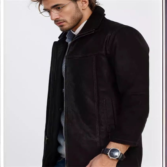 Herren Pilotenjacke mit wärmendem Teddyfutter und markanten Ziernähten Shop Nory
