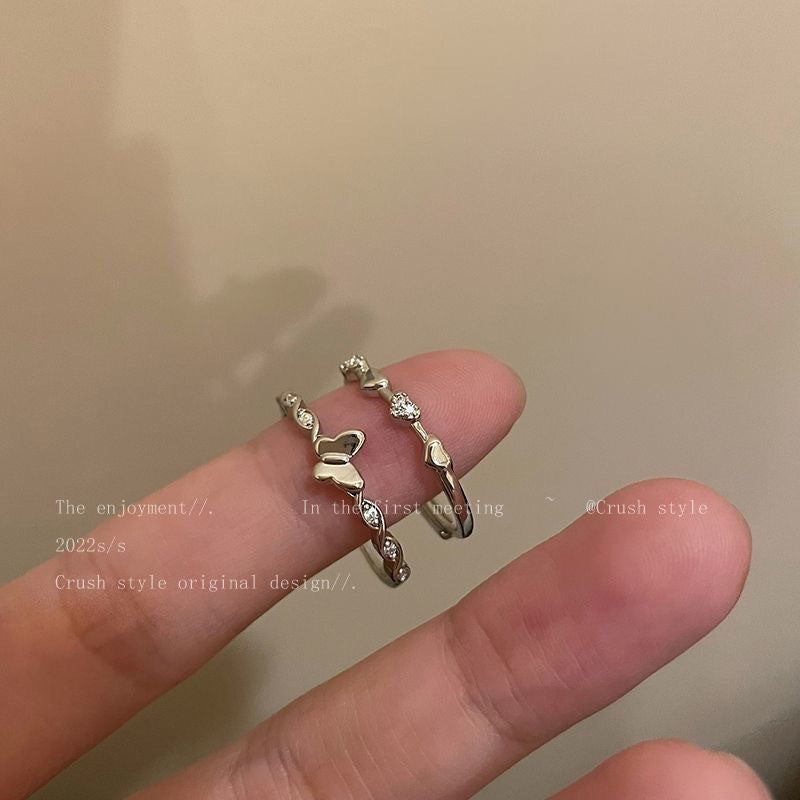 Damen Ring-Set mit herzförmigem Design und funkelnden Akzenten Shop Nory
