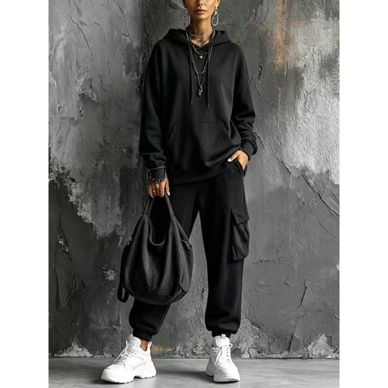 Damen Oversize Hoodie- und Cargo-Jogger-Set aus French Terry Shop Nory