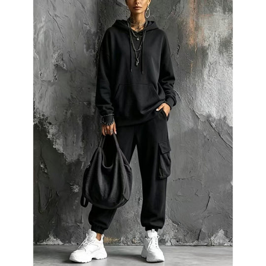 Damen Oversize Hoodie- und Cargo-Jogger-Set aus French Terry Shop Nory