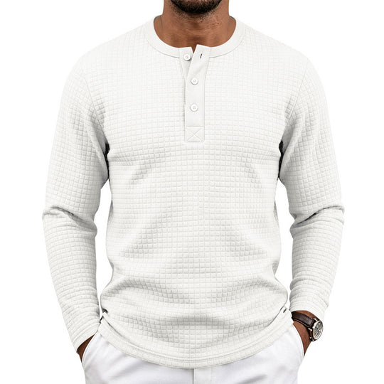 Herren Texturiertes Thermo-Henley-Langarmshirt mit Waffelstruktur und abgerundetem Saum Shop Nory
