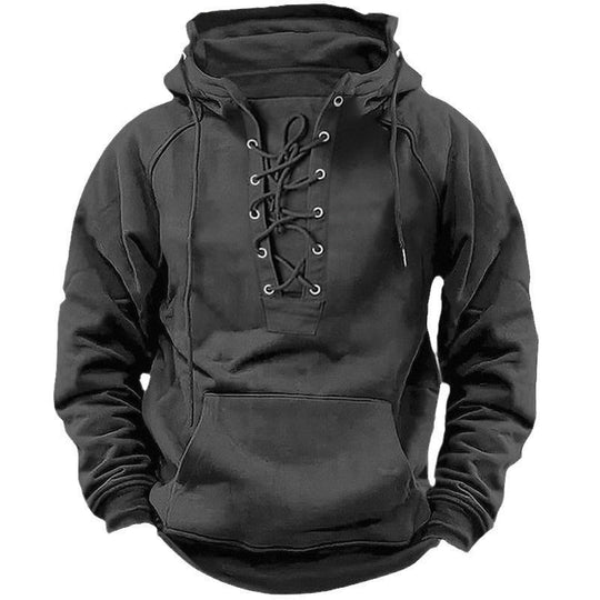 Herren Kapuzenpullover mit modernem Schnürdesign und weichem Innenfutter