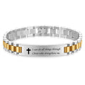 Damen Armband mit gravierbarem Abschieds-Spruch und edlem Kirchen-Kreuz Shop Nory