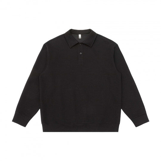 Unisex Langärmliger Strick-Poloshirt-Pullover mit Boxy‑Fit und Waffelstruktur Shop Nory