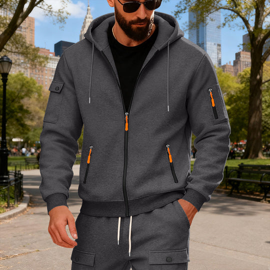 Herren nan Kapuzenjacke mit mehreren Reißverschlusstaschen und sportlich-urbanem Schnitt Shop Nory