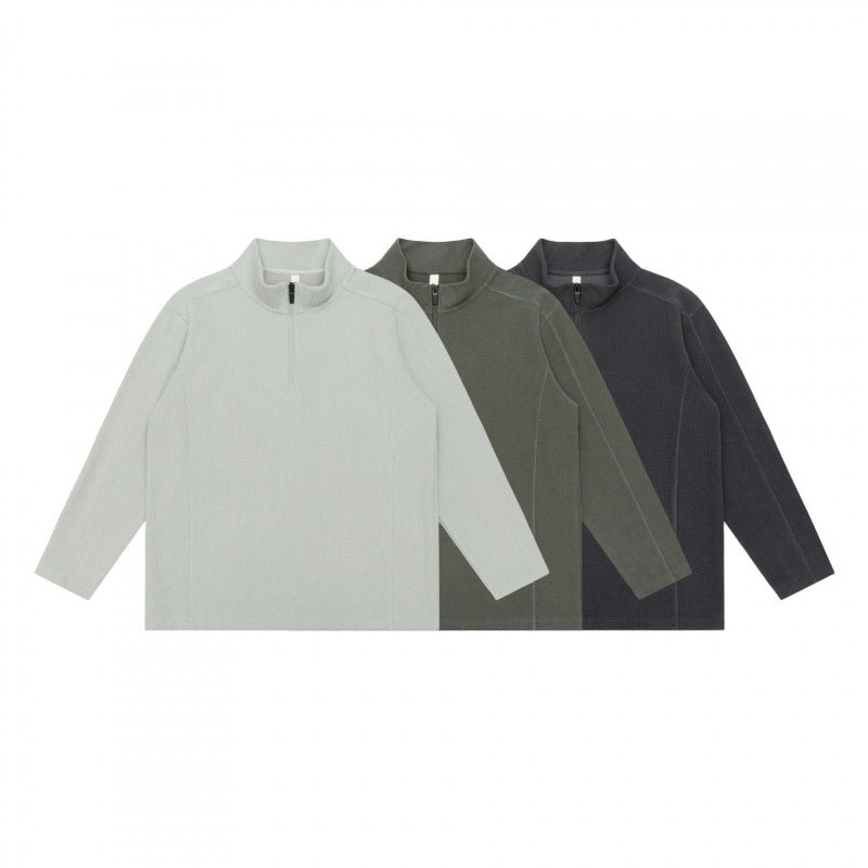 Unisex Texturierter Half‑Zip‑Strickpullover im Boxy‑Schnitt mit Stehkragen Shop Nory