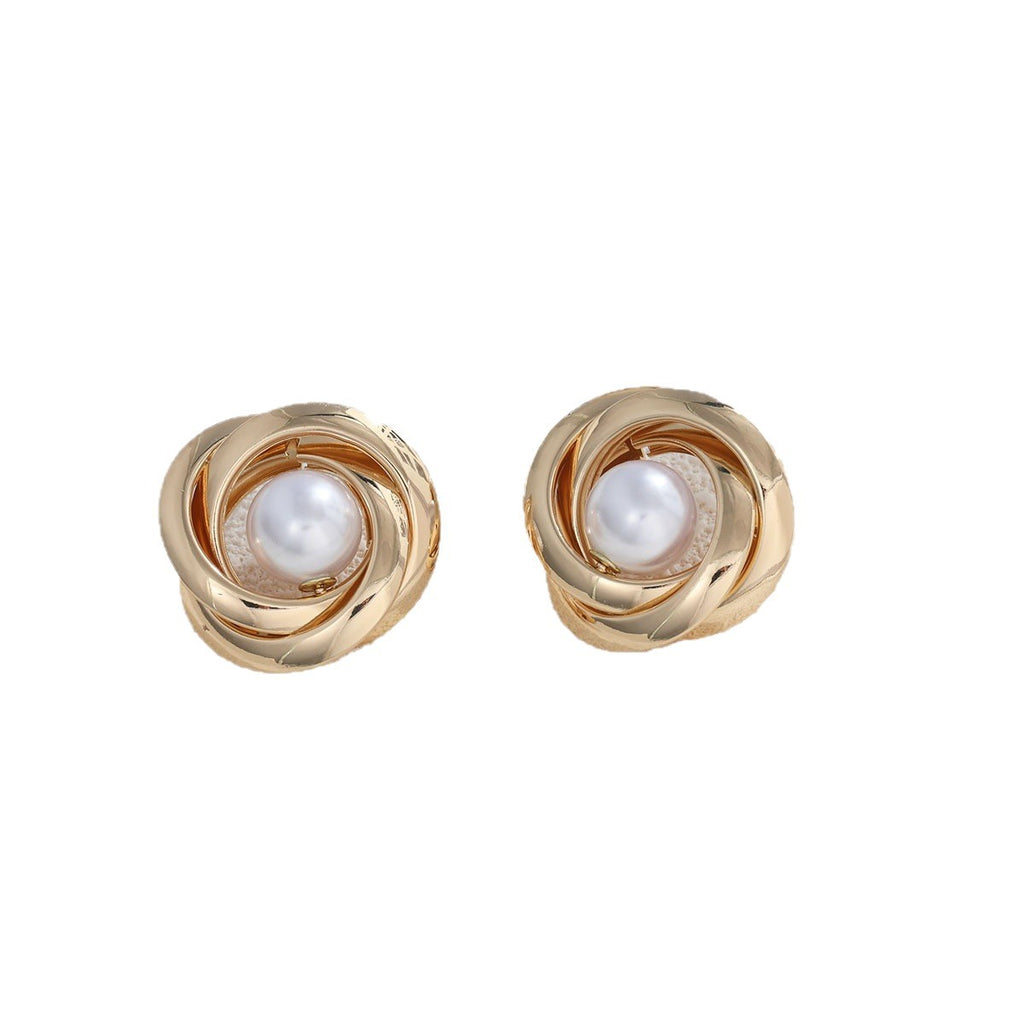 Damen Perlenohrringe mit elegantem Goldrahmen Shop Nory