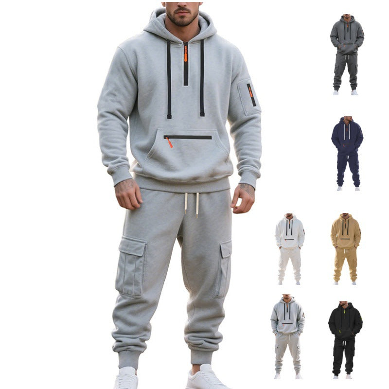 Herren Urbane Cargo-Jogging-Set mit Utility-Hoodie, Reißverschluss-Details und Cargo-Joggers Shop Nory
